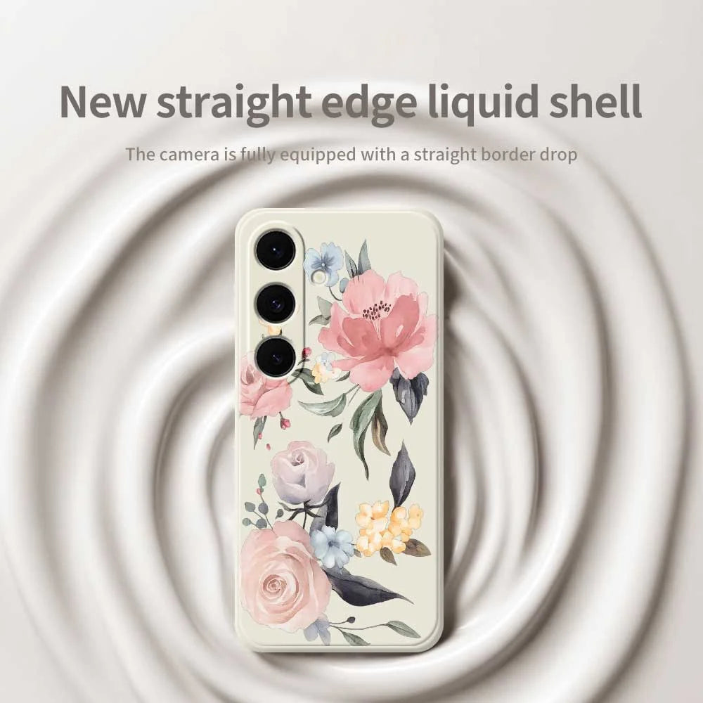 For Samsung Galaxy A57 5G Case Big Flowers Pattern Printing Straight Edge TPU Phone Back Cover - Beige - 3
