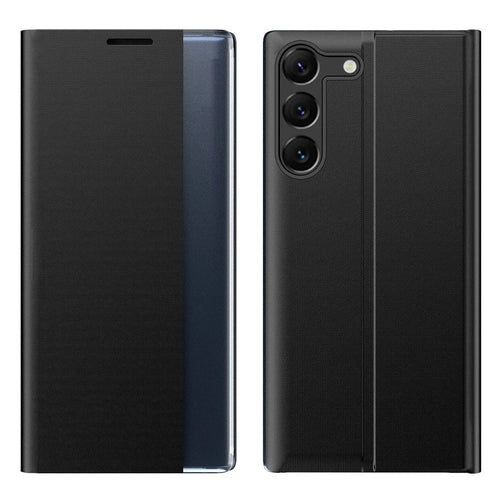 For Samsung Galaxy S23+ Side View Window Phone Shell Foldable Stand PU Leather Protective Cover - Black - 1