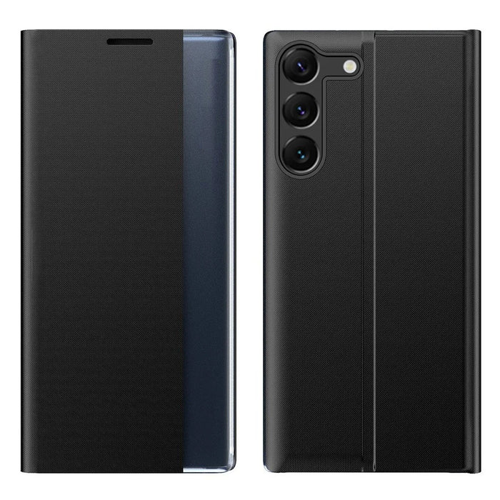 For Samsung Galaxy S23+ Side View Window Phone Shell Foldable Stand PU Leather Protective Cover - Black - 1