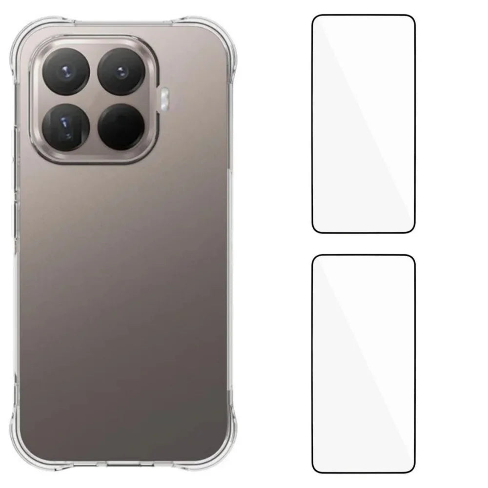 WANLONFENG For Xiaomi 17T TPU Case  WL2 Series 2.0mm Phone Cover with 2Pcs Tempered Glass Films - Transparent - 1