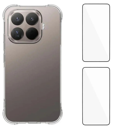 WANLONFENG For Xiaomi 17T TPU Case  WL2 Series 2.0mm Phone Cover with 2Pcs Tempered Glass Films - Transparent - 1