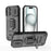 WANLONFENG For iPhone 16 Case  ZDX Series PC TPU Kickstand Phone Back Case with Lens Cover + Tempered Glass - Black - 2