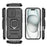 WANLONFENG For iPhone 16 Case  ZDX Series PC TPU Kickstand Phone Back Case with Lens Cover + Tempered Glass - Black - 4