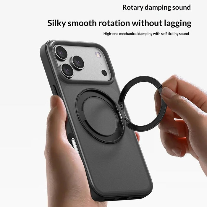 For iPhone 17 Pro Max Magnetic Case TPU PC Rotating Kickstand Phone Cover Compatible with MagSafe - Orange - 5