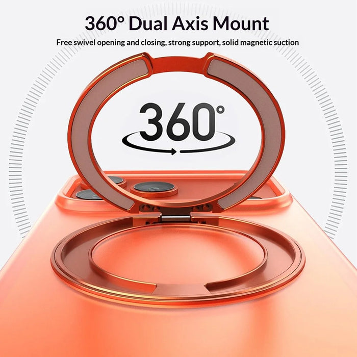 For iPhone 17 Pro Magnetic Case TPU PC Rotating Kickstand Phone Cover Compatible with MagSafe - Orange - 4
