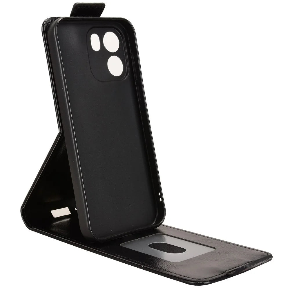 For OnePlus Turbo 6V 5G Stand Case Magnetic Clasp Vertical Flip Leather Phone Cover with Card Holder - Black - 2