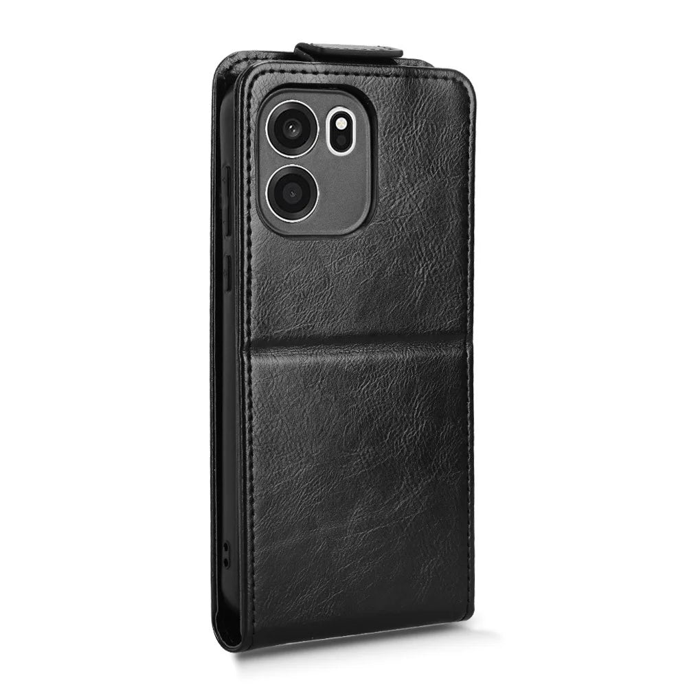 For OnePlus Turbo 6V 5G Stand Case Magnetic Clasp Vertical Flip Leather Phone Cover with Card Holder - Black - 7