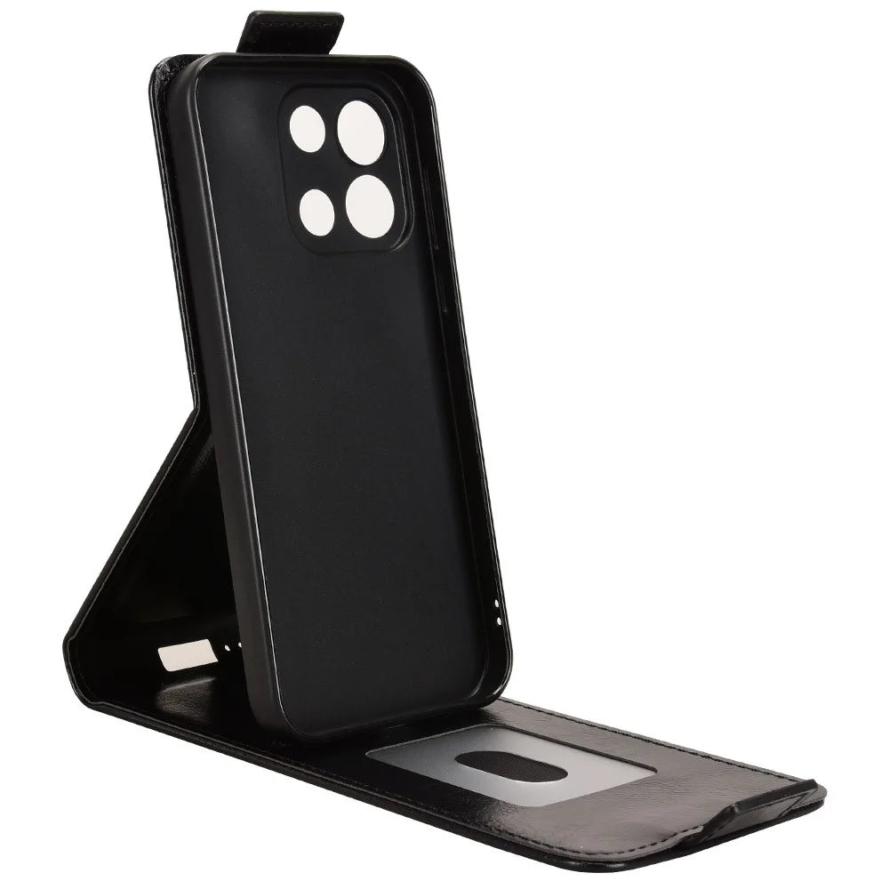 For OnePlus Turbo 6 5G Stand Case Magnetic Clasp Vertical Flip Leather Phone Cover with Card Holder - Black - 3