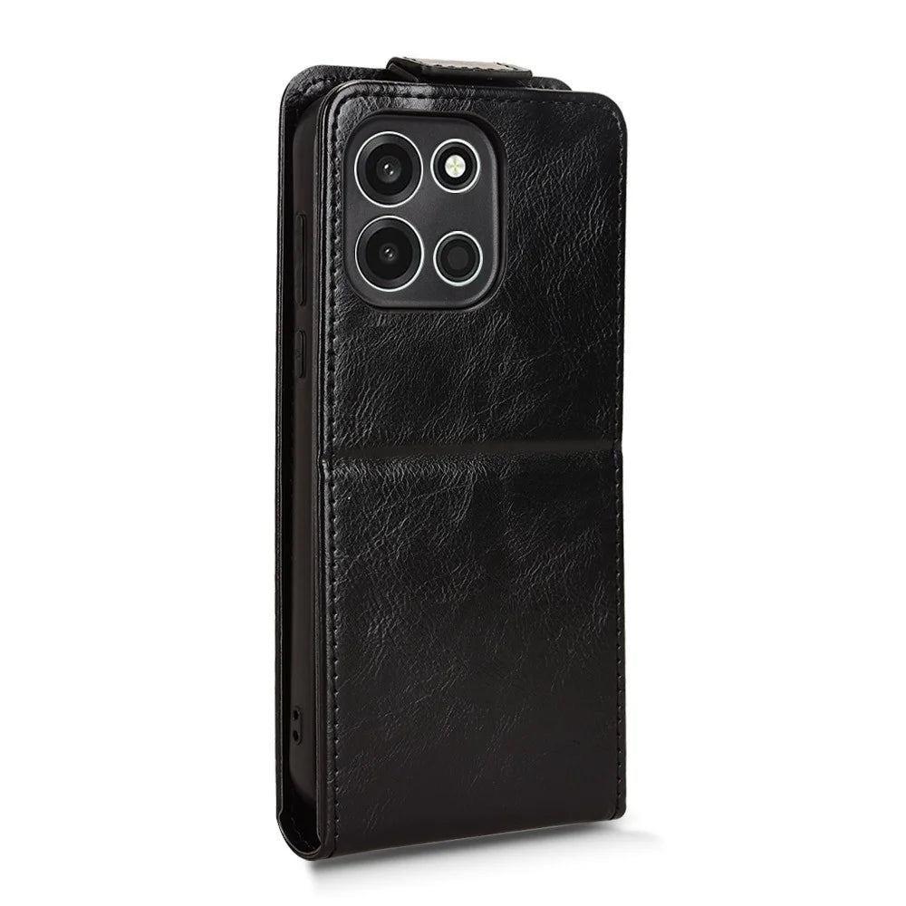 For OnePlus Turbo 6 5G Stand Case Magnetic Clasp Vertical Flip Leather Phone Cover with Card Holder - Black - 7