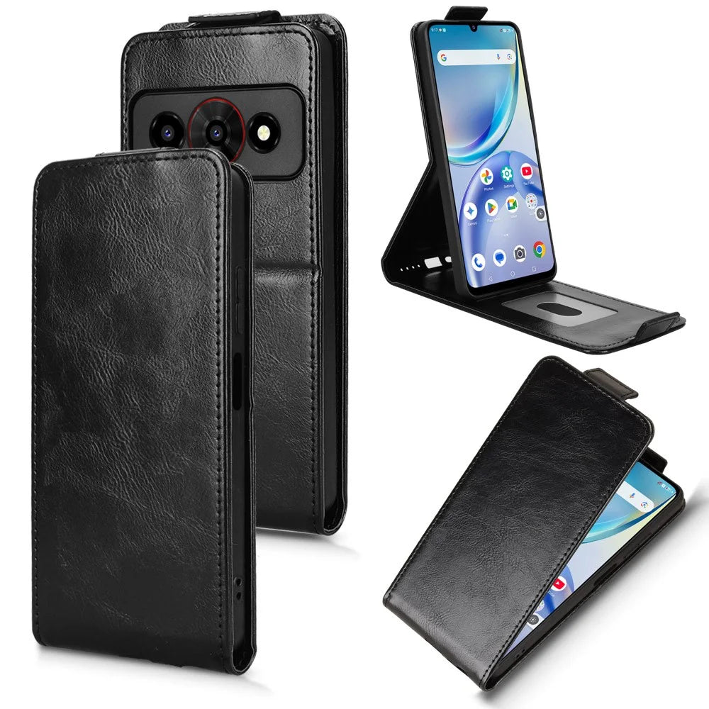 For ZTE Nubia P7 Pro 5G  /  Optus X Value 5G Stand Case Magnetic Clasp Vertical Flip Leather Phone Cover with Card Holder - Black - 1