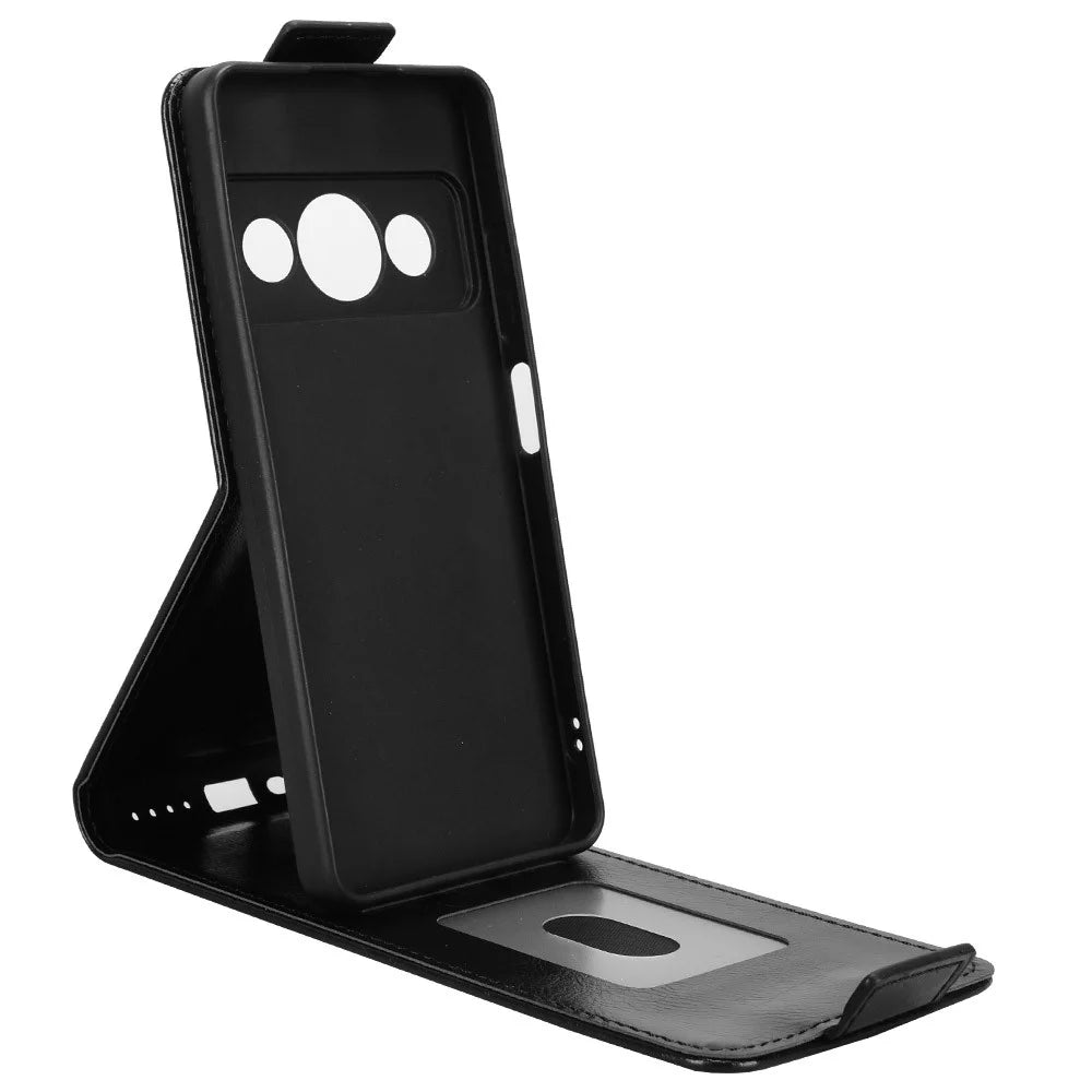 For ZTE Nubia P7 Pro 5G  /  Optus X Value 5G Stand Case Magnetic Clasp Vertical Flip Leather Phone Cover with Card Holder - Black - 3