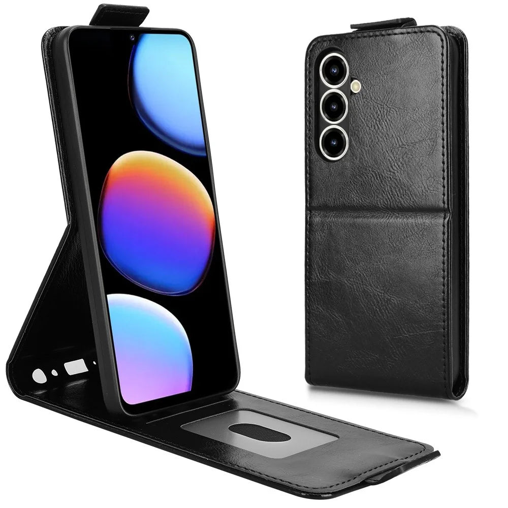 For ZTE nubia V80 Max 4G Stand Case Magnetic Clasp Vertical Flip Leather Phone Cover with Card Holder - Black - 3