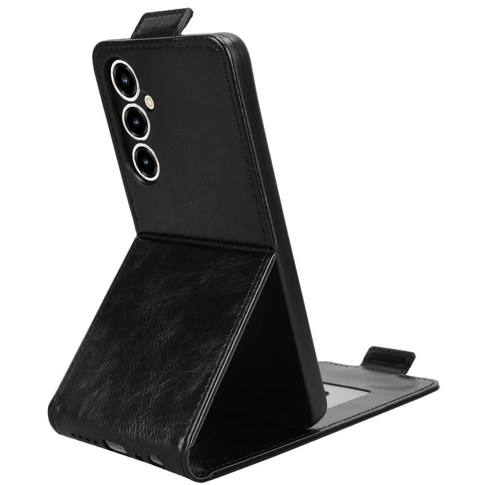 For ZTE nubia V80 Max 4G Stand Case Magnetic Clasp Vertical Flip Leather Phone Cover with Card Holder - Black - 4
