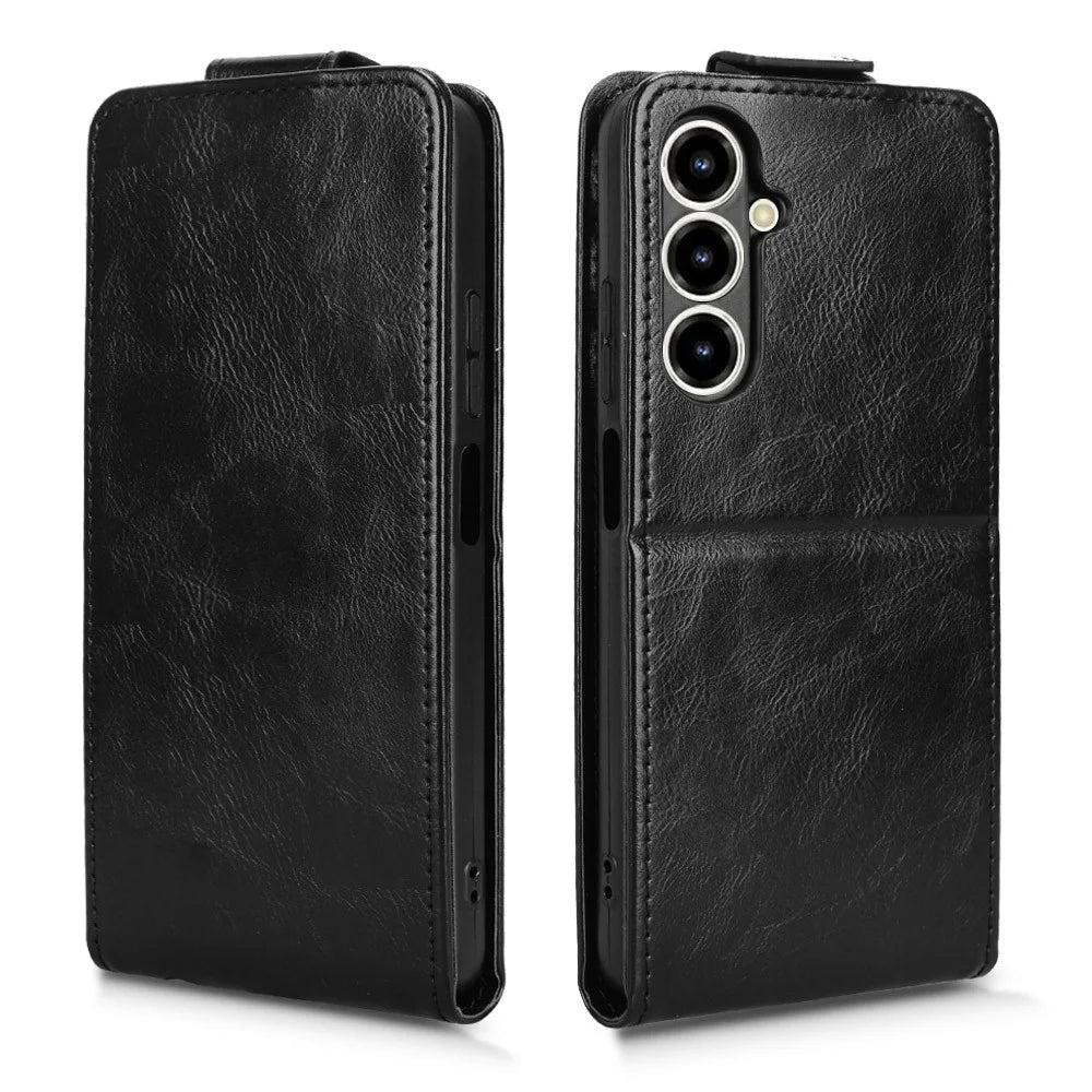 For ZTE nubia V80 Max 4G Stand Case Magnetic Clasp Vertical Flip Leather Phone Cover with Card Holder - Black - 6