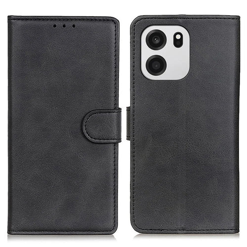 For OnePlus Nord CE6 5G / Nord 6 5G / Turbo 6V 5G / Turbo 6 5G Case Cowhide Texture Leather Wallet Stand Phone Cover - Black - 1