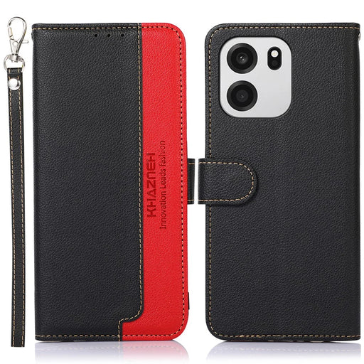 KHAZNEH For OnePlus Nord CE6 5G / Nord 6 5G / Turbo 6V 5G / Turbo 6 5G Case RFID Blocking Wallet Litchi Texture PU Leather Phone Cover with Strap - Black - 1