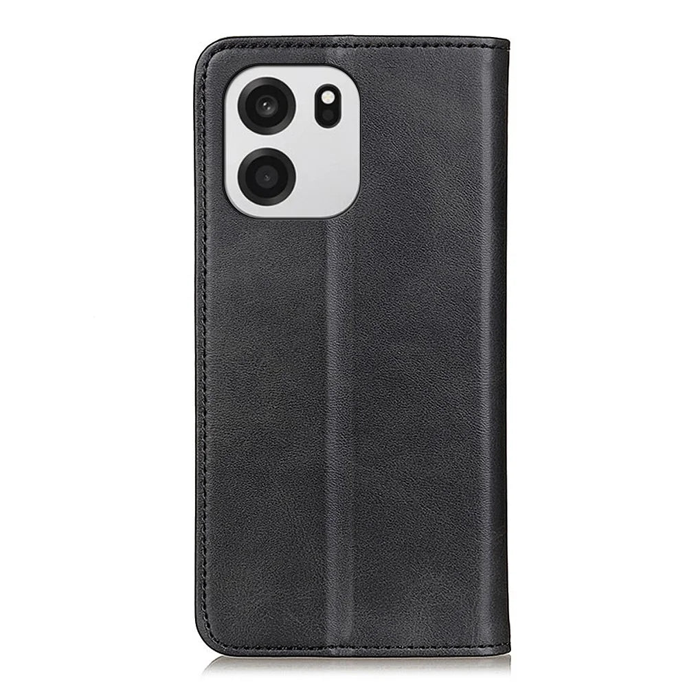 For OnePlus Nord CE6 5G / Nord 6 5G / Turbo 6V 5G / Turbo 6 5G Case Cowhide Texture Split Leather Flip Wallet Phone Cover - Black - 7