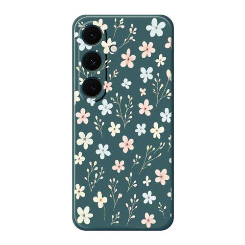 For Samsung Galaxy A37 5G Case Small Flower Branches Pattern Printing Straight Edge TPU Phone Back Cover - Green - 1