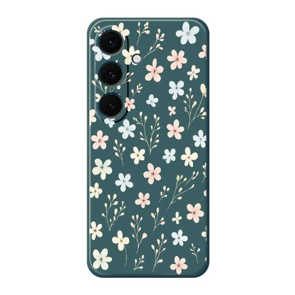 For Samsung Galaxy A37 5G Case Small Flower Branches Pattern Printing Straight Edge TPU Phone Back Cover - Green - 1