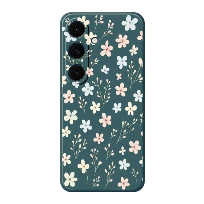 For Samsung Galaxy A37 5G Case Small Flower Branches Pattern Printing Straight Edge TPU Phone Back Cover - Green - 1