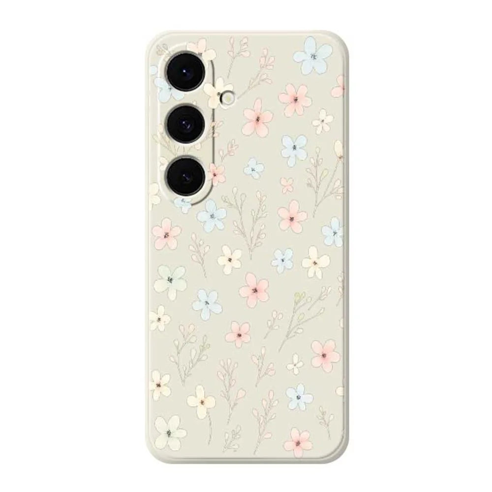 For Samsung Galaxy A57 5G Case Small Flower Branches Pattern Printing Straight Edge TPU Phone Back Cover - Beige - 1