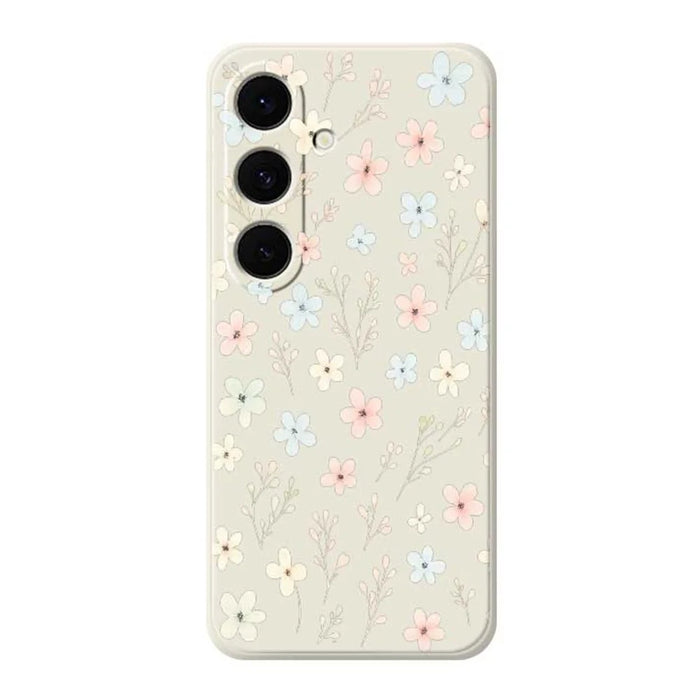 For Samsung Galaxy A57 5G Case Small Flower Branches Pattern Printing Straight Edge TPU Phone Back Cover - Beige - 1