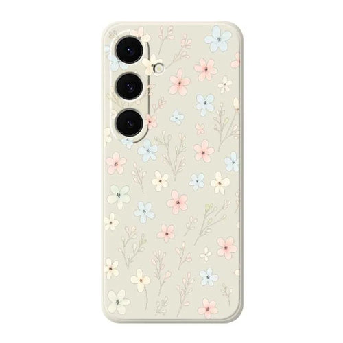 For Samsung Galaxy S26+ Case Small Flower Branches Pattern Printing Straight Edge TPU Phone Back Cover - Beige - 1