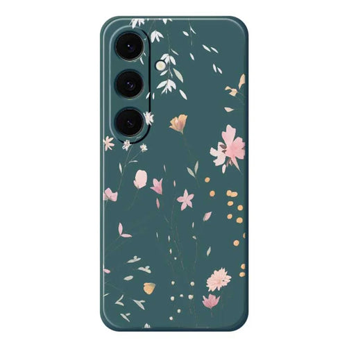 For Samsung Galaxy A37 5G Case Flower Pattern Printing Straight Edge TPU Phone Back Cover - Green - 1