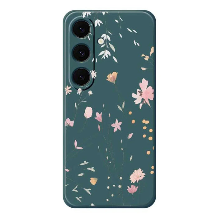 For Samsung Galaxy A37 5G Case Flower Pattern Printing Straight Edge TPU Phone Back Cover - Green - 1