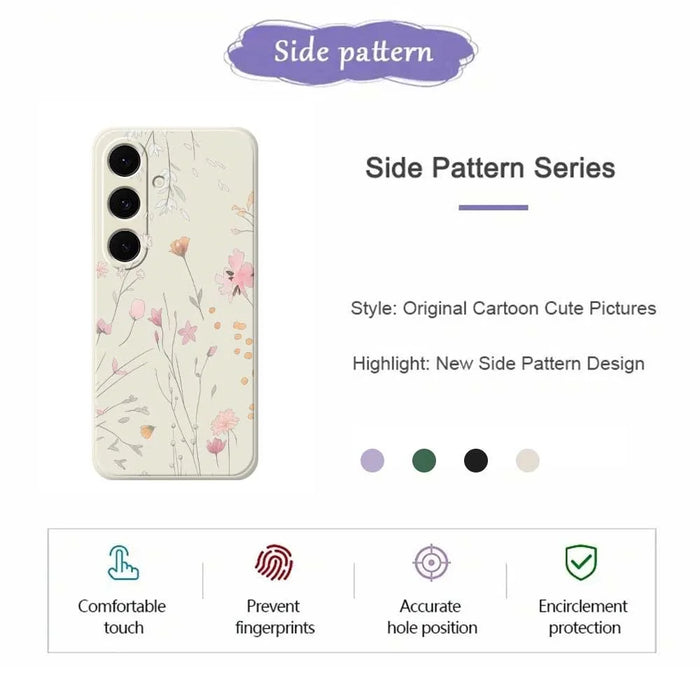 For Samsung Galaxy A37 5G Case Flower Pattern Printing Straight Edge TPU Phone Back Cover - Green - 2