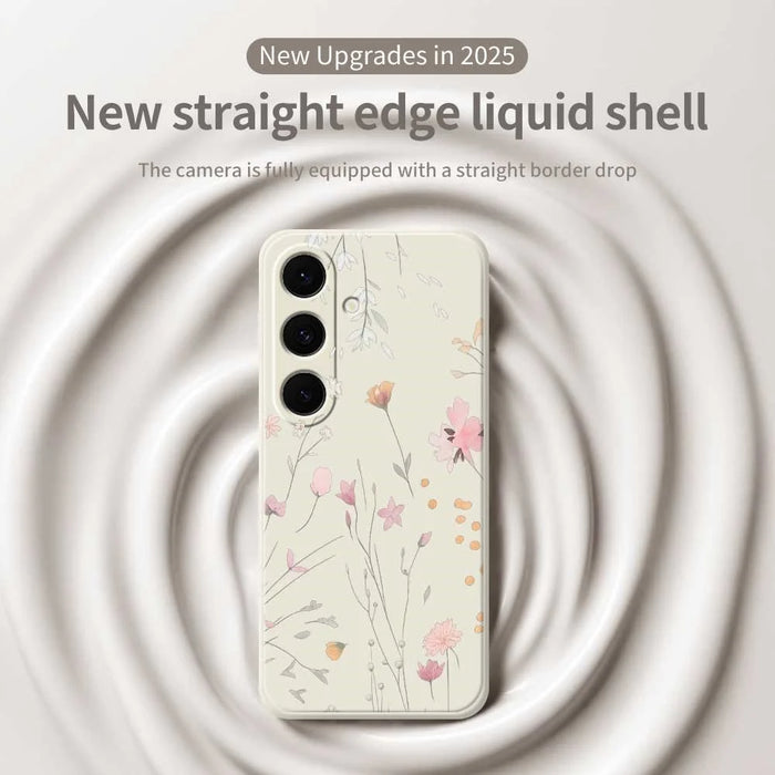 For Samsung Galaxy A37 5G Case Flower Pattern Printing Straight Edge TPU Phone Back Cover - Green - 3