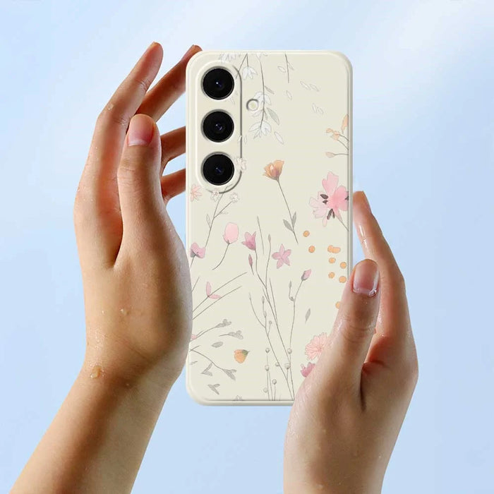 For Samsung Galaxy A37 5G Case Flower Pattern Printing Straight Edge TPU Phone Back Cover - Green - 6
