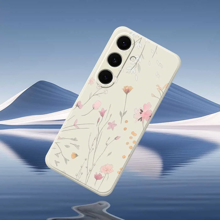 For Samsung Galaxy A57 5G Case Flower Pattern Printing Straight Edge TPU Phone Back Cover - Beige - 7