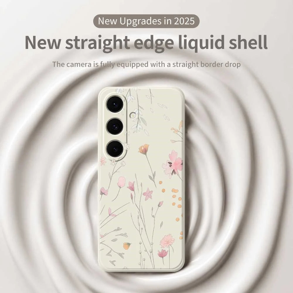 For Samsung Galaxy S26 Case Flower Pattern Printing Straight Edge TPU Phone Back Cover - Green - 3