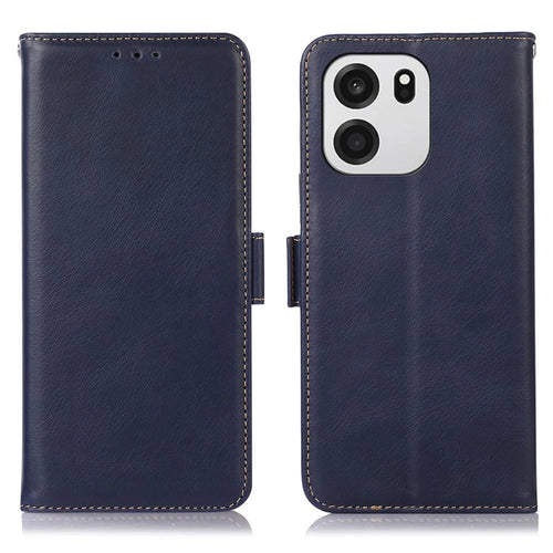 For OnePlus Nord CE6 5G / Nord 6 5G / Turbo 6V 5G / Turbo 6 5G Case RFID Blocking Genuine Cow Leather Wallet Phone Cover - Blue - 1