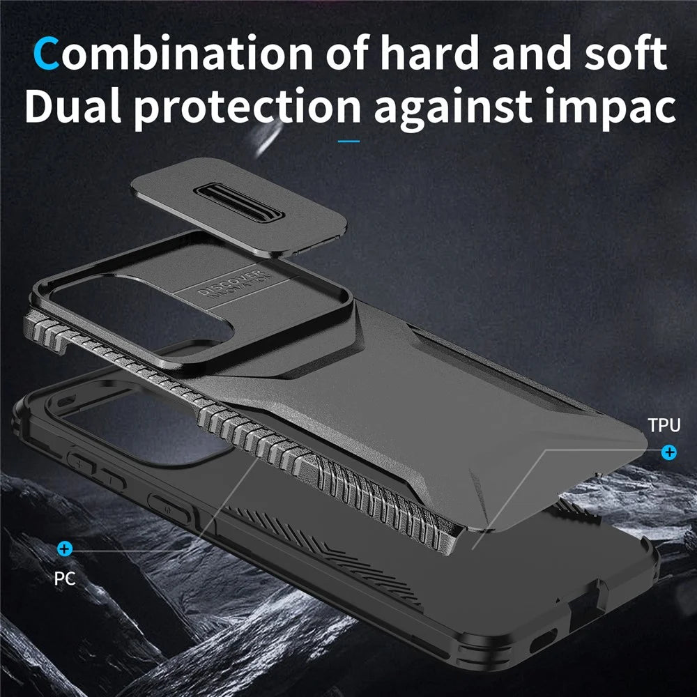 For Samsung Galaxy A57 5G Case Camshield TPU + PC Phone Cover Non-Slip Side Edge - Black - 6
