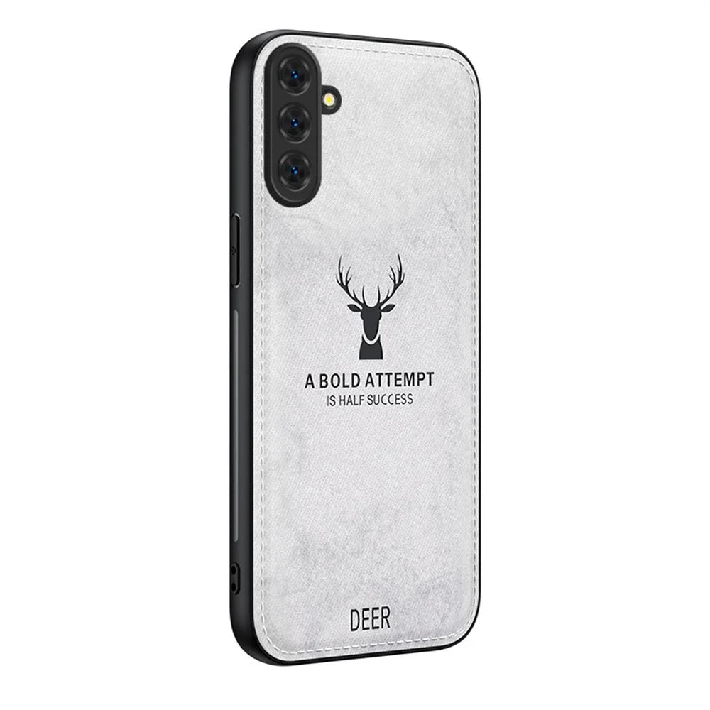 For Samsung Galaxy S26 Case Deer Pattern Cloth Texture PU + PC + TPU Phone Cover - Grey - 1