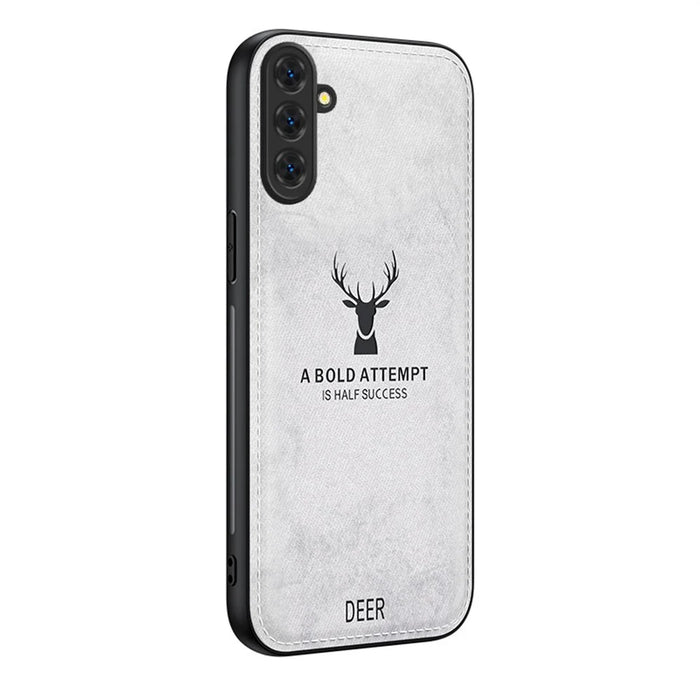For Samsung Galaxy S26 Case Deer Pattern Cloth Texture PU + PC + TPU Phone Cover - Grey - 1