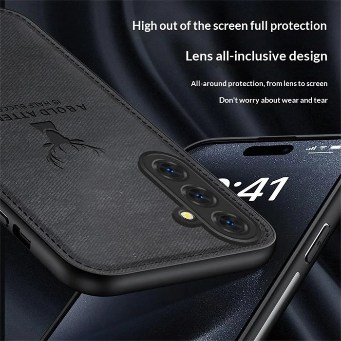 For Samsung Galaxy S26 Case Deer Pattern Cloth Texture PU + PC + TPU Phone Cover - Grey - 3
