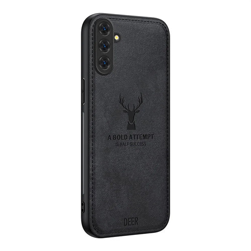 For Samsung Galaxy S26+ Case Deer Pattern Cloth Texture PU + PC + TPU Phone Cover - Black - 1