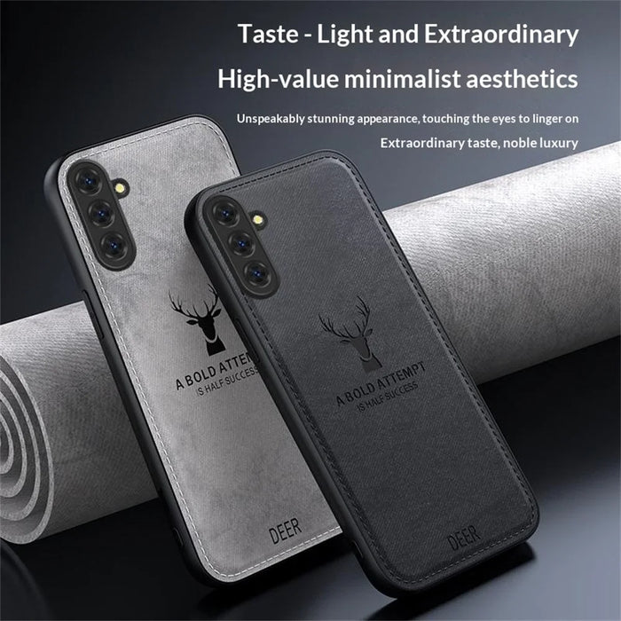 For Samsung Galaxy S26+ Case Deer Pattern Cloth Texture PU + PC + TPU Phone Cover - Black - 5