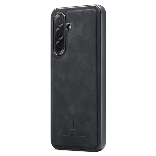 DG.MING For Samsung Galaxy A37 5G Case PU Leather Covered PC + TPU Hybrid Phone Shell - Black - 1