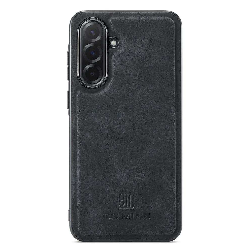 DG.MING For Samsung Galaxy A37 5G Case PU Leather Covered PC + TPU Hybrid Phone Shell - Black - 4