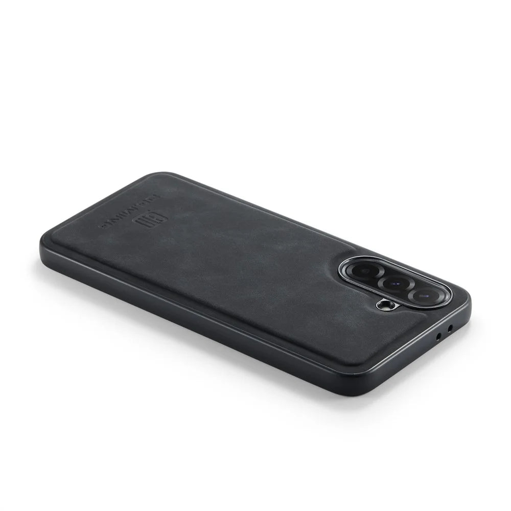 DG.MING For Samsung Galaxy A37 5G Case PU Leather Covered PC + TPU Hybrid Phone Shell - Black - 6