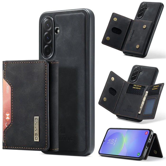 DG.MING M2 Series for Samsung Galaxy A37 5G Magnetic Case PU + PC + TPU Phone Cover Detachable Wallet Kickstand - Black - 1