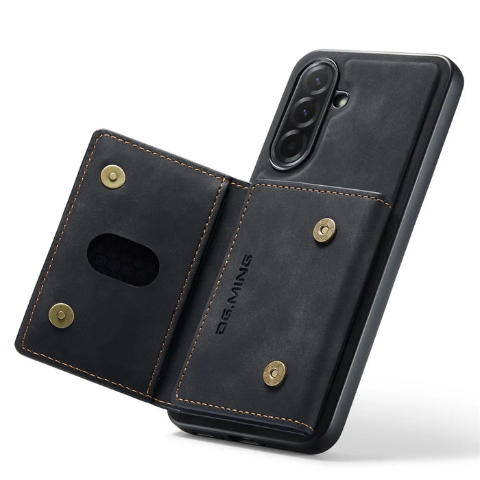 DG.MING M2 Series for Samsung Galaxy A37 5G Magnetic Case PU + PC + TPU Phone Cover Detachable Wallet Kickstand - Black - 3