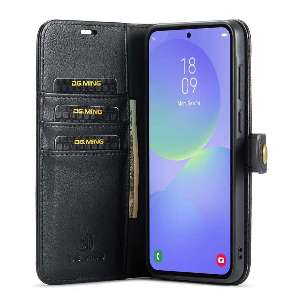 DG.MING for Samsung Galaxy A37 5G Leather Wallet Case Detachable 2 in 1 Split Leather Phone Cover - Black - 3