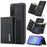 DG.MING M1 Series for Samsung Galaxy A37 5G Phone Case PU + TPU + PC Back Cover with Magnetic Tri-Fold Wallet Kickstand - Black - 1