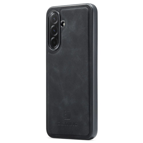 DG.MING For Samsung Galaxy A57 5G Case PU Leather Covered PC + TPU Hybrid Phone Shell - Black - 1