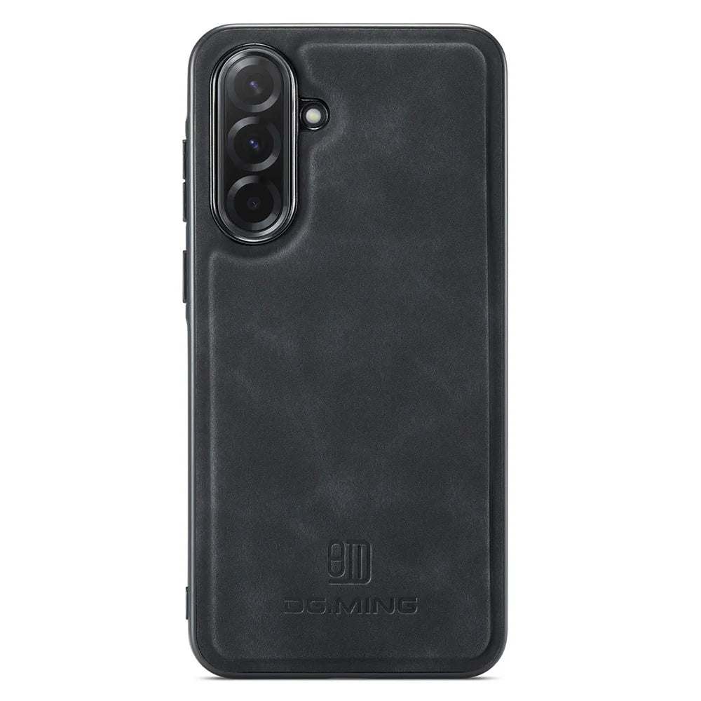 DG.MING For Samsung Galaxy A57 5G Case PU Leather Covered PC + TPU Hybrid Phone Shell - Black - 4